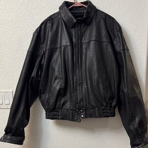Vintage Men's Black Bomber Leather Jacket